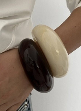 欧美饰品 时尚感多色弧面纹理手镯 不规则亚克力醋酸手环