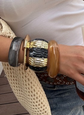 欧美不规则几何亚克力宽边手镯女ins小众设计高级感复古手环手饰