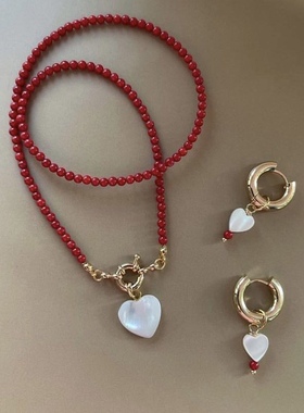 2025新款秋冬叠戴红色晚礼服项链 ins欧美潮搭choker锁骨链女