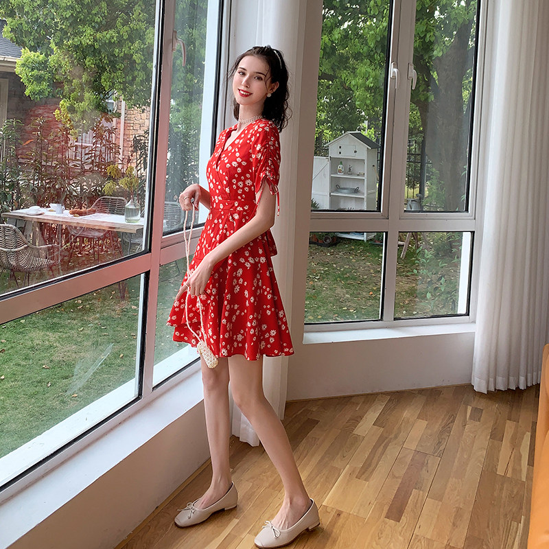 毛菇小象小雏菊雪纺2020女碎花裙子 毛菇小象连衣裙