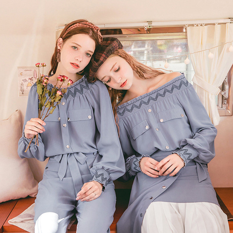 毛菇小象2020新款夏两件套装半身裙 毛菇小象蕾丝衫/雪纺衫