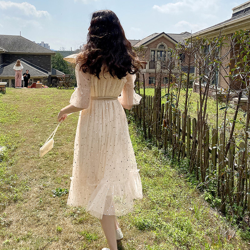 毛菇小象甜美少女网纱女2020连衣裙 毛菇小象连衣裙