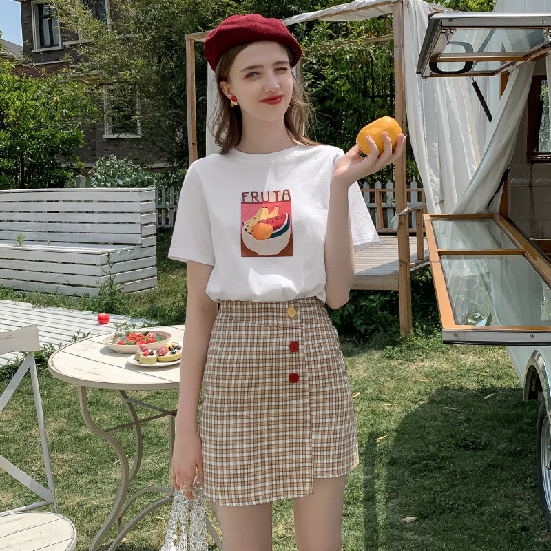 毛菇小象字母水果女2020夏新款t恤 毛菇小象T恤