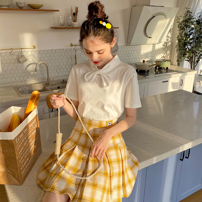 毛菇小象蝴蝶结短袖2020夏女t恤 毛菇小象T恤