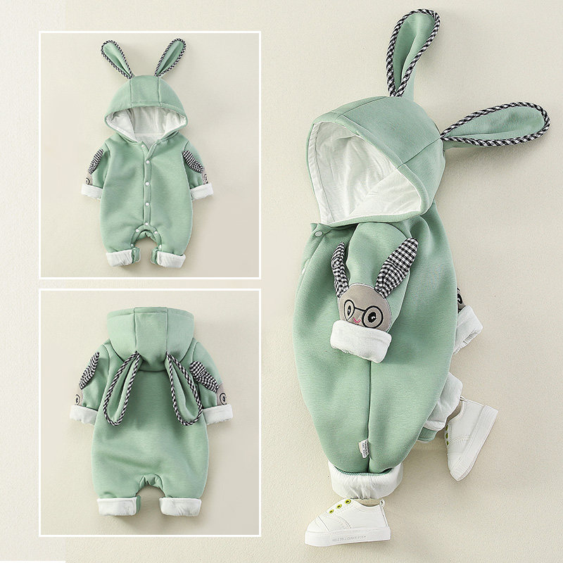 超洋气ins风新生婴儿连体衣服爬服 皮鲁天使家居服连体衣