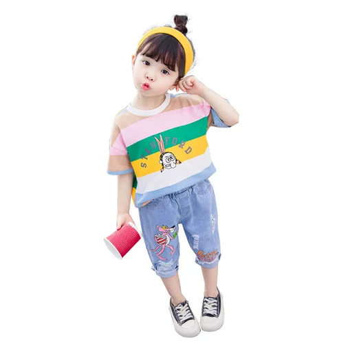 Детская летняя одежда, летний комплект, 2020, в западном стиле, в корейском стиле