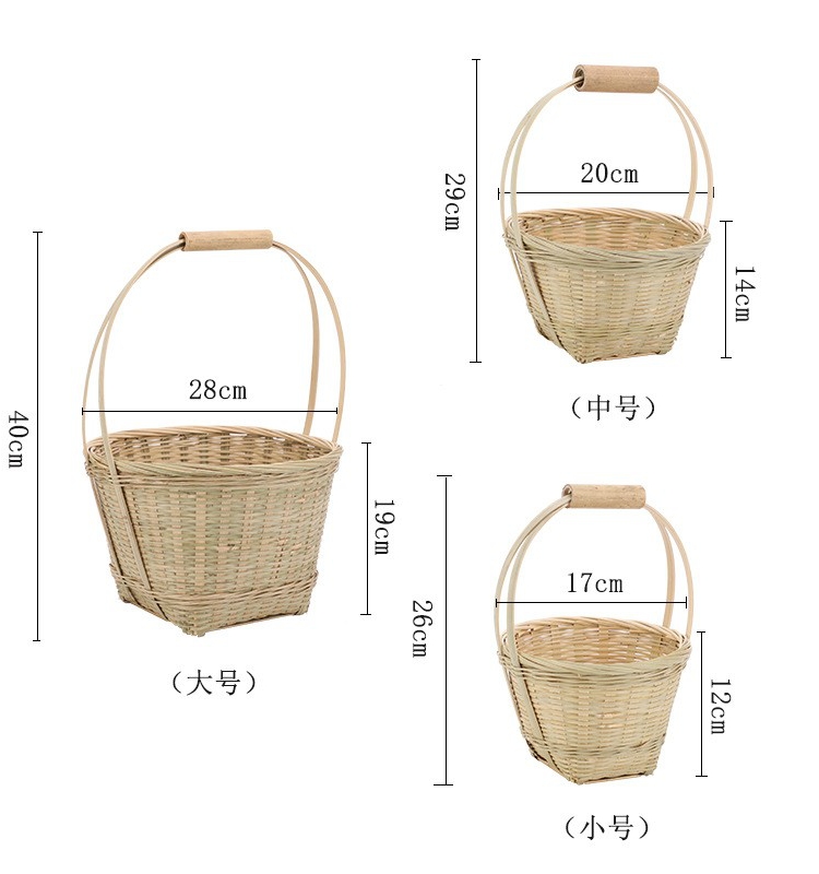 竹制品篮子手提篮鸡蛋篮纯手工家用野餐小号竹篮收纳筐采摘广西 - 图0