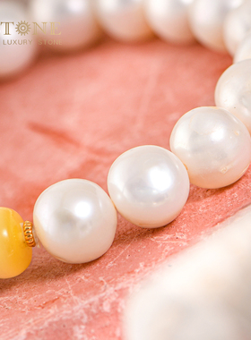 天然蜜蜡散珠淡水珍珠手链女款翡翠吊坠配件轻奢小众设计款普琳丝