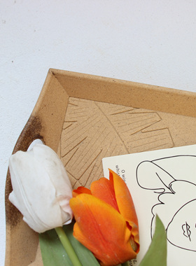 树叶木质托盘粗糙复古做旧风食物装饰盘饰品摆拍北欧家居民宿软装