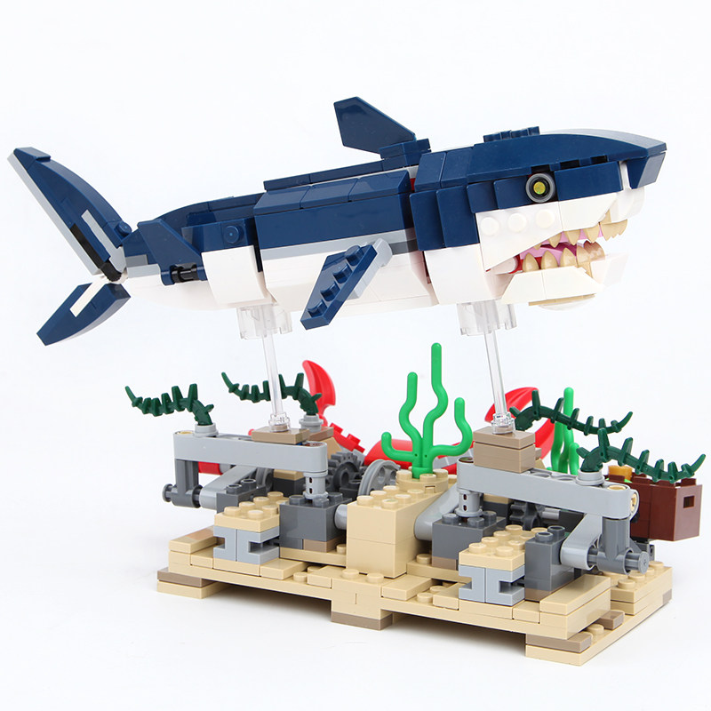 中国积木创意百变三合一系列鲨鱼机甲儿童拼装益智儿童玩具男孩子,淘宝优惠券,粉丝福利购,淘宝优惠卷
