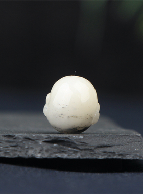 梵峙佛公单珠籽料白玉青花挂件