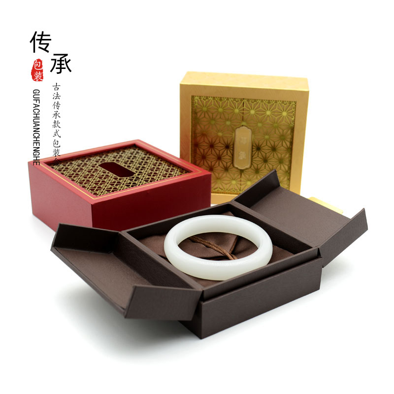 珠宝首饰盒古法传承手串金手镯盒翡翠玉器文玩流苏抽屉收纳礼物盒 - 图0