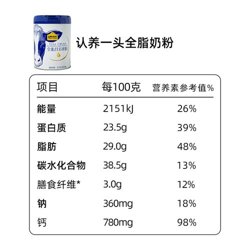 认养一头牛全脂营养奶粉1罐800g【DDT】-图1