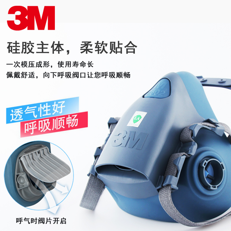 3M7502防毒面具套装防喷漆甲醛农药化工业粉尘酸性气体氯气全面罩 - 图1