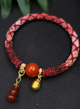 成品立体回纹手镯段然蜡线回纹纯手工编织手绳可穿珠配件饰品礼物