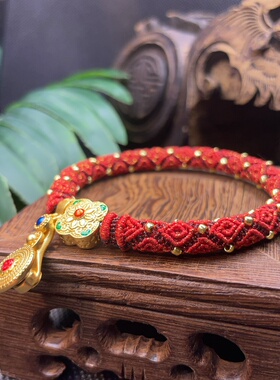 纯手工编织回纹手绳红色系配色做工精致寓意好运