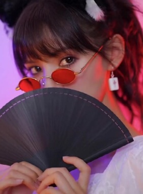 黑色扇子折扇旗袍舞蹈扇中国风