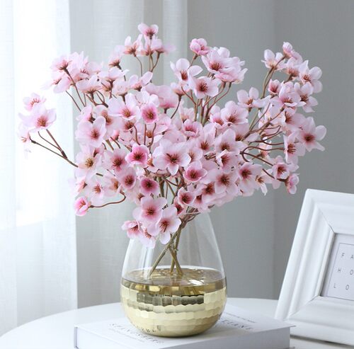 仿真桃花枝假花花朵摄影拍照道具家居客厅桌面摆件花艺装饰饰品 - 图1