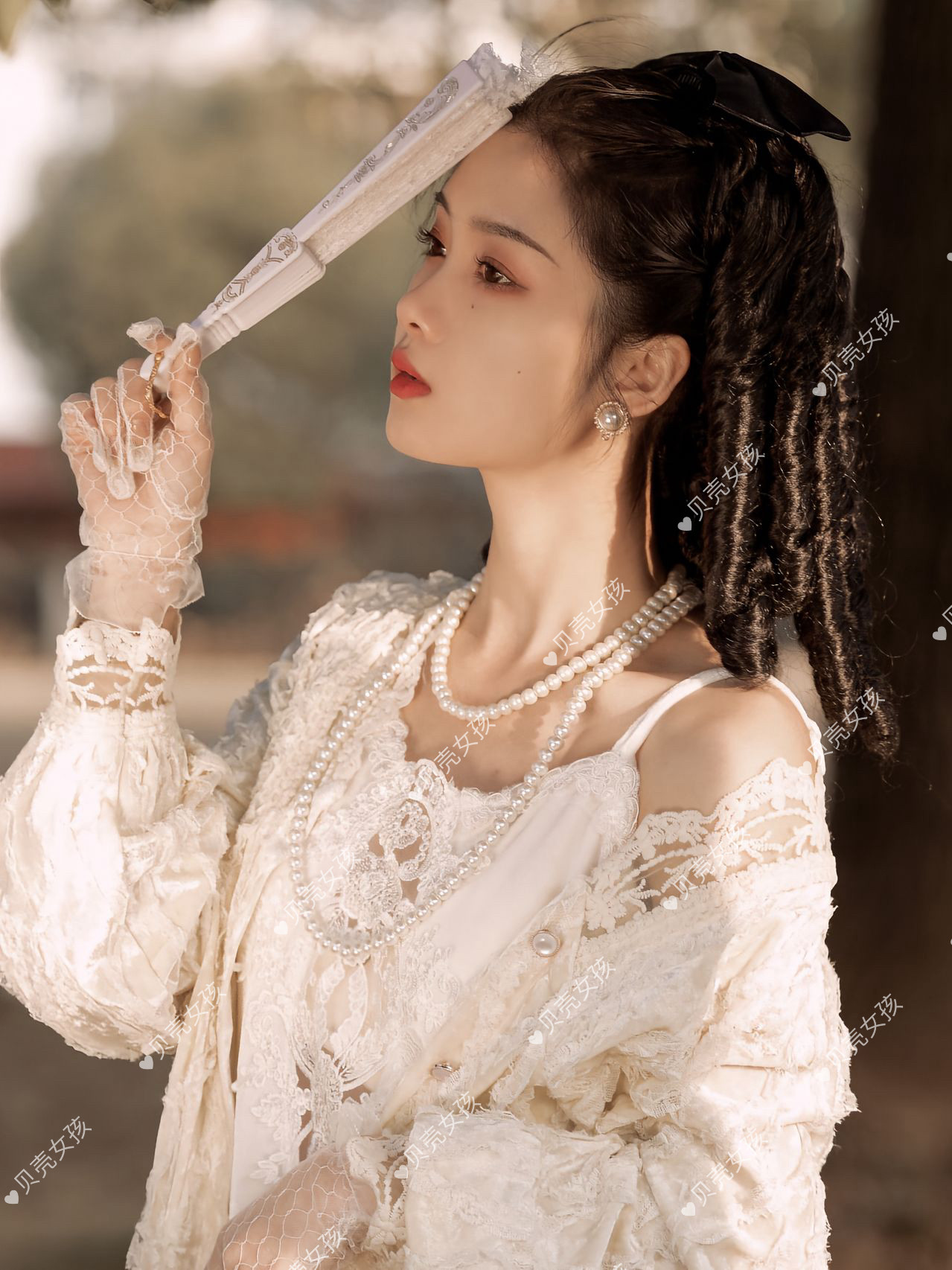 复古优雅罗马卷假发白秀珠同款造型旗袍民国留洋大小姐卷发蕾丝帽,淘宝优惠券,粉丝福利购,淘宝优惠卷