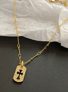 小方牌k罗心十字架项链女轻奢小