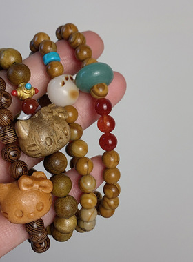 木质凯蒂猫猫头手链手串链