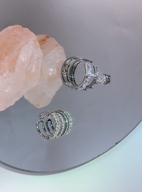 法式锆石流苏锁扣戒指轻奢女