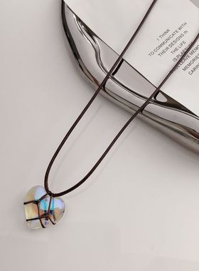 芭比爱心项链钻石城堡公主天然水晶心形颈链情侣闺蜜饰品生日礼物