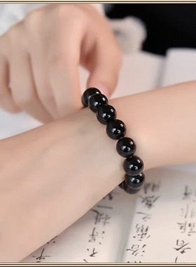 黑曜石手串女男乌金黑耀石手链
