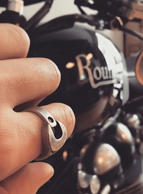 男女钛钢复古调节开口戒指