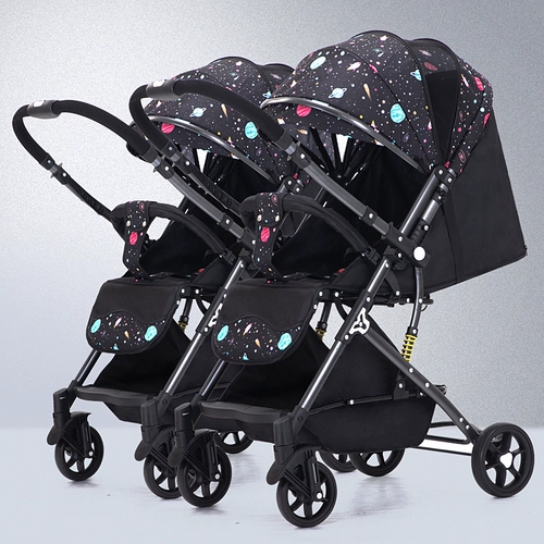 Съёмная сверхлегкая коляска для близнецов с сидением, складная детская тележка для двоих, можно сидеть и лежать