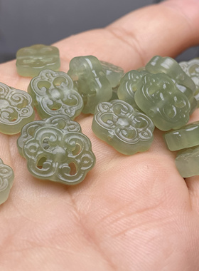 天然和田玉貔貅花牌龙扣跑环兔子狐狸通孔手链手串项链diy配饰挂