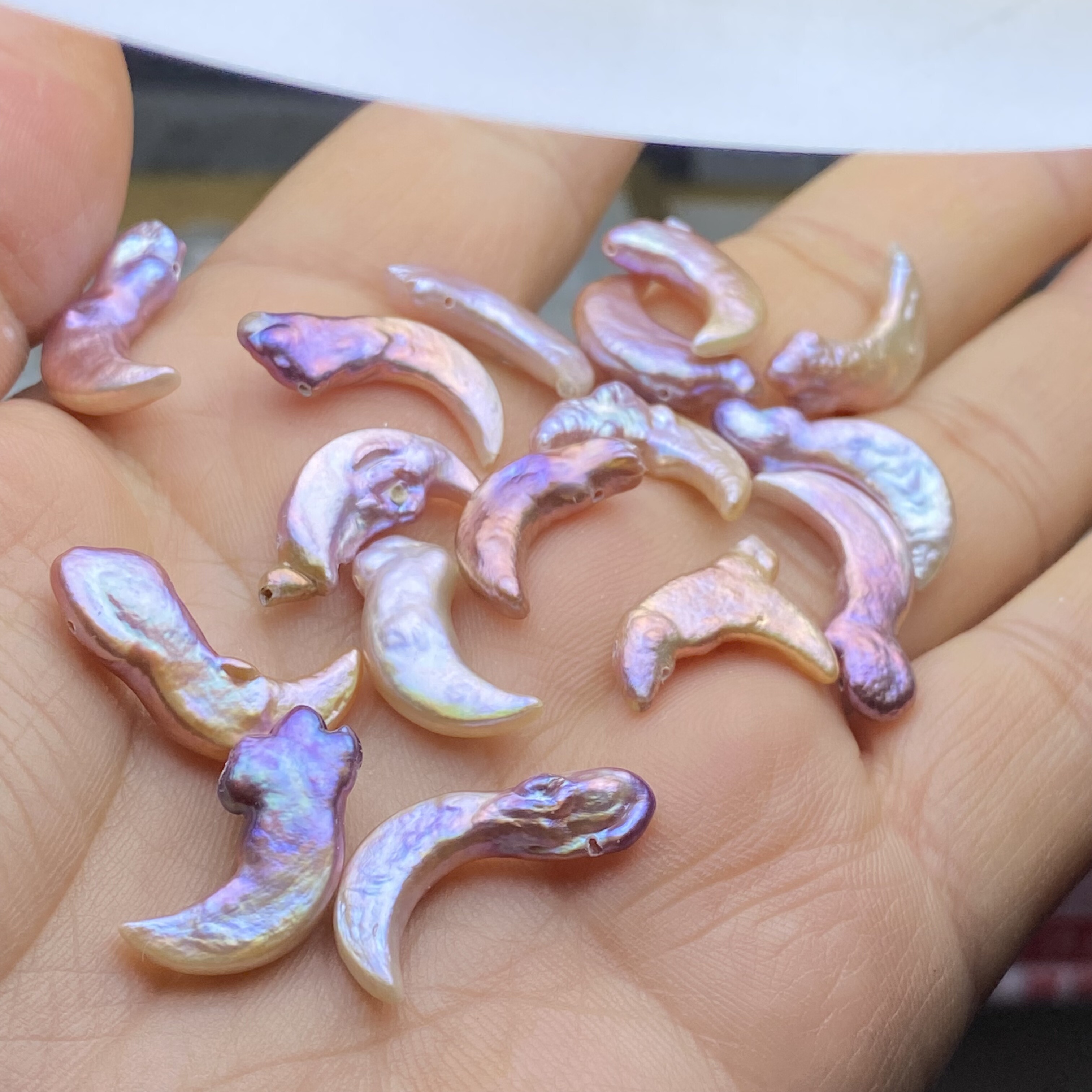 保真天然淡水珍珠巴洛克异形月亮牙项链吊坠耳环耳坠diy配件配饰 - 图0