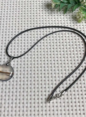 海洋玉髓圆牌吊坠天然玛瑙毛衣链