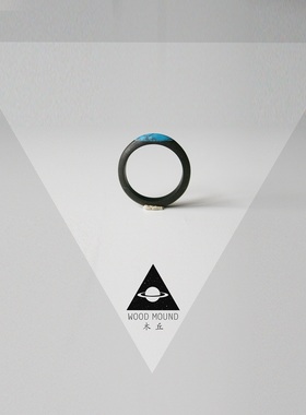 木丘乌木黑檀木戒指原创手工镶嵌