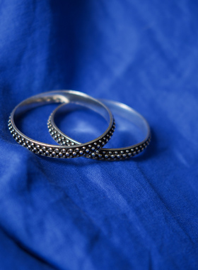 990纯银戒指三珠款自留款彝族经典990银手镯万能百搭款彝族银饰