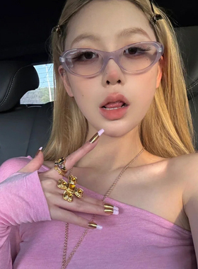 糖果紫色猫眼韩系墨镜女防紫外线