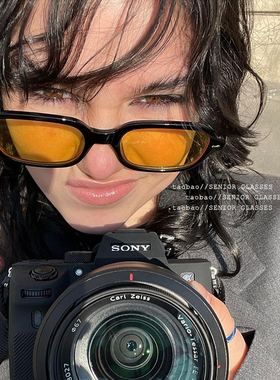 欧美风方形黄色防紫外线墨镜男女