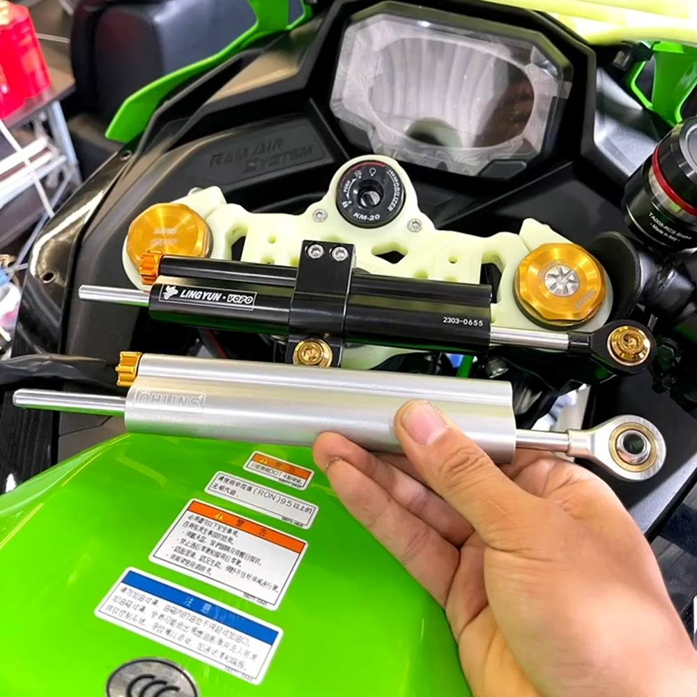 适用川崎Ninja ZX-4R/4RR改装钛尺支架方向阻尼器欧林斯/海魄通用-图0