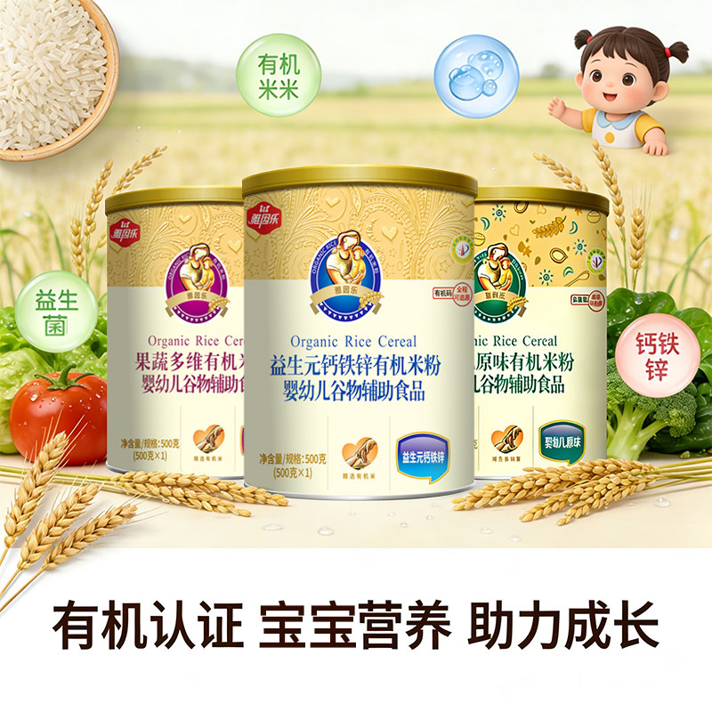雅因乐高铁有机胚芽婴儿米粉婴幼儿大米粉宝宝辅食 老人营养米糊