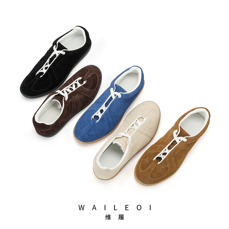 【外内全真皮】维履真皮反绒皮德训鞋男2025新款运动小白鞋夏透气 - 图1