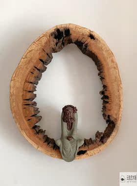 云鱼艺术圆形木艺摆件