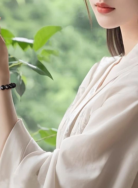 天然银曜石绿幽灵手串五行补缺水木手链黑金满天星乌金绿檀木招财