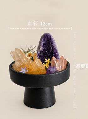 天然水晶簇紫水晶洞家居能量摆件办公室桌面造景高级感轻奢礼物