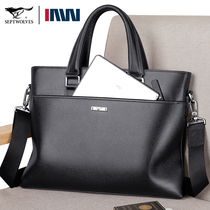 Seven Wolverine Briefcase Men Business Men Brief Handbag Genuine Leather Single Shoulder Skewed Satchel Youth Leather Bag Computer Bag