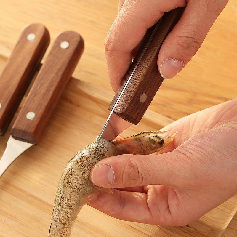虾线剔除刀去虾线神器实木不锈钢厨房多功能剥虾壳挑鱼肠开虾背刀,淘宝优惠券,粉丝福利购,淘宝优惠卷