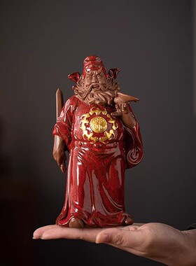中式紫砂钟馗神像免安装桌面摆件