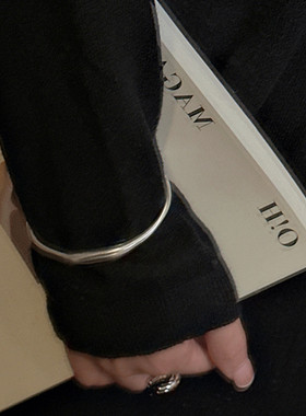 松本惠奈同款哑光纯银手镯女手环