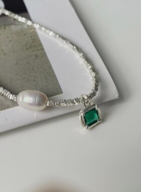 纯银珍珠碎银子手链女生小众