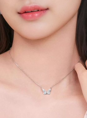 YIN银次元S925纯银蝶光项链小众设计珐琅发光蝴蝶轻奢高级送女友
