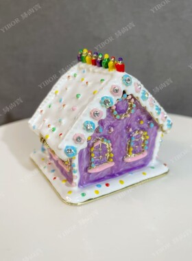 金属珐琅彩首饰盒七宝烧手工艺品圣诞节雪屋房子摆件创意装饰礼物